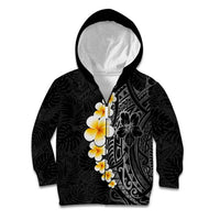 Black Tropical Plumeria With Galaxy Polynesian Art Kid Hoodie LT14 Zip Hoodie Black - Polynesian Pride