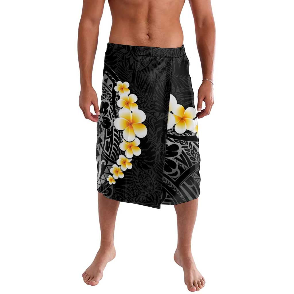 Black Tropical Plumeria With Galaxy Polynesian Art Lavalava LT14 Black - Polynesian Pride