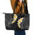 Black Tropical Plumeria With Galaxy Polynesian Art Leather Tote Bag