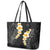 Black Tropical Plumeria With Galaxy Polynesian Art Leather Tote Bag