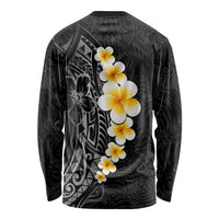Black Tropical Plumeria With Galaxy Polynesian Art Long Sleeve Shirt LT14 - Polynesian Pride