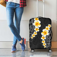 Black Tropical Plumeria With Galaxy Polynesian Art Luggage Cover LT14 - Polynesian Pride