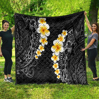 Black Tropical Plumeria With Galaxy Polynesian Art Quilt LT14 - Polynesian Pride