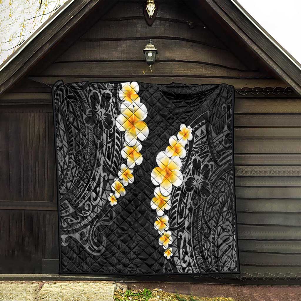 Black Tropical Plumeria With Galaxy Polynesian Art Quilt LT14 - Polynesian Pride