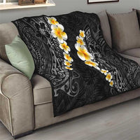 Black Tropical Plumeria With Galaxy Polynesian Art Quilt LT14 - Polynesian Pride