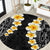 Black Tropical Plumeria With Galaxy Polynesian Art Round Carpet