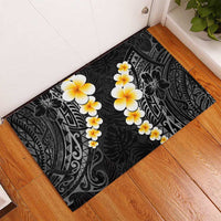 Black Tropical Plumeria With Galaxy Polynesian Art Rubber Doormat LT14 - Polynesian Pride
