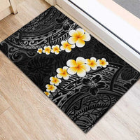 Black Tropical Plumeria With Galaxy Polynesian Art Rubber Doormat LT14 - Polynesian Pride