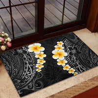 Black Tropical Plumeria With Galaxy Polynesian Art Rubber Doormat LT14 - Polynesian Pride
