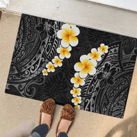 Black Tropical Plumeria With Galaxy Polynesian Art Rubber Doormat LT14 - Polynesian Pride