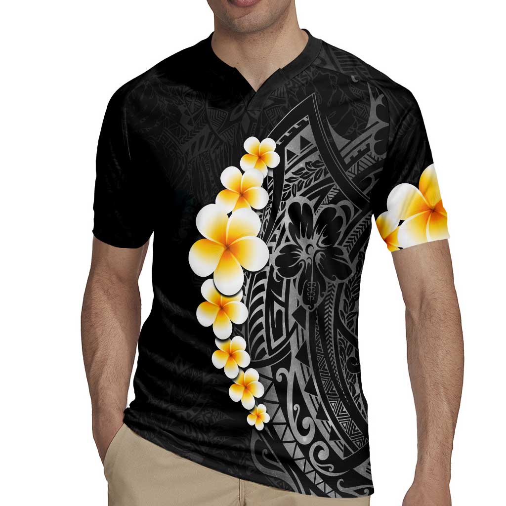 Black Tropical Plumeria With Galaxy Polynesian Art Rugby Jersey LT14 - Polynesian Pride