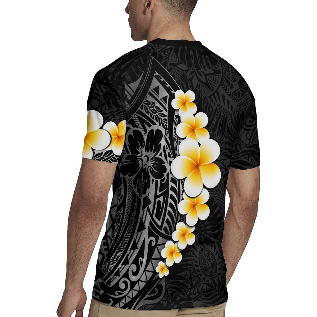 Black Tropical Plumeria With Galaxy Polynesian Art Rugby Jersey LT14 - Polynesian Pride