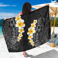 Black Tropical Plumeria With Galaxy Polynesian Art Sarong LT14 One Size 44 x 66 inches Black - Polynesian Pride