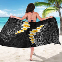 Black Tropical Plumeria With Galaxy Polynesian Art Sarong LT14 - Polynesian Pride