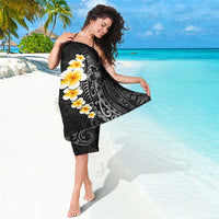 Black Tropical Plumeria With Galaxy Polynesian Art Sarong LT14 - Polynesian Pride