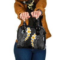 Black Tropical Plumeria With Galaxy Polynesian Art Shoulder Handbag LT14 One Size Black - Polynesian Pride
