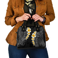 Black Tropical Plumeria With Galaxy Polynesian Art Shoulder Handbag LT14 - Polynesian Pride