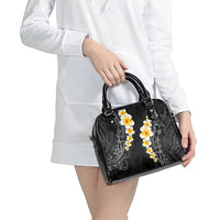Black Tropical Plumeria With Galaxy Polynesian Art Shoulder Handbag LT14 - Polynesian Pride