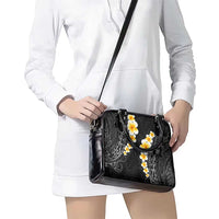 Black Tropical Plumeria With Galaxy Polynesian Art Shoulder Handbag LT14 - Polynesian Pride