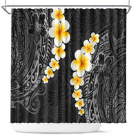 Black Tropical Plumeria With Galaxy Polynesian Art Shower Curtain LT14 Black - Polynesian Pride