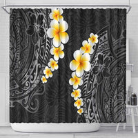 Black Tropical Plumeria With Galaxy Polynesian Art Shower Curtain LT14 - Polynesian Pride