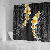 Black Tropical Plumeria With Galaxy Polynesian Art Shower Curtain LT14 - Polynesian Pride