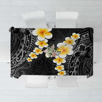Black Tropical Plumeria With Galaxy Polynesian Art Tablecloth LT14 Black - Polynesian Pride