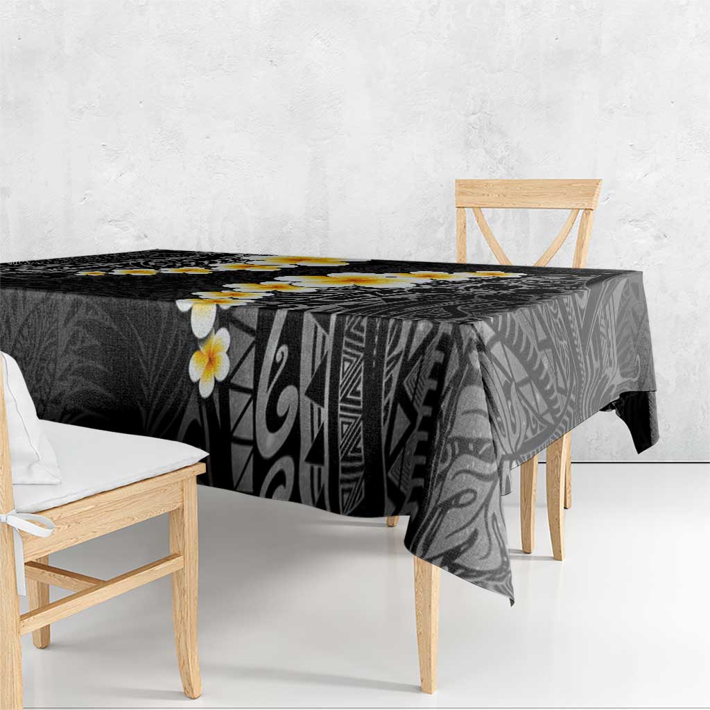 Black Tropical Plumeria With Galaxy Polynesian Art Tablecloth LT14 - Polynesian Pride