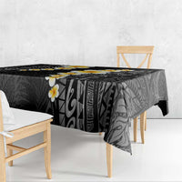 Black Tropical Plumeria With Galaxy Polynesian Art Tablecloth LT14 - Polynesian Pride