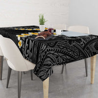 Black Tropical Plumeria With Galaxy Polynesian Art Tablecloth LT14 - Polynesian Pride