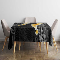 Black Tropical Plumeria With Galaxy Polynesian Art Tablecloth LT14 - Polynesian Pride