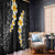 Black Tropical Plumeria With Galaxy Polynesian Art Window Curtain