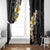 Black Tropical Plumeria With Galaxy Polynesian Art Window Curtain