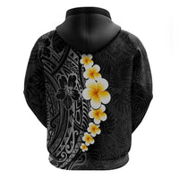 Black Tropical Plumeria With Galaxy Polynesian Art Zip Hoodie LT14 - Polynesian Pride