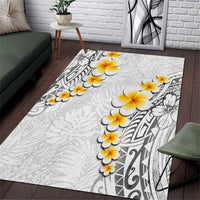 White Tropical Plumeria With Galaxy Polynesian Art Area Rug LT14 White - Polynesian Pride