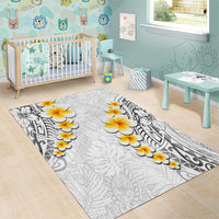White Tropical Plumeria With Galaxy Polynesian Art Area Rug LT14 - Polynesian Pride