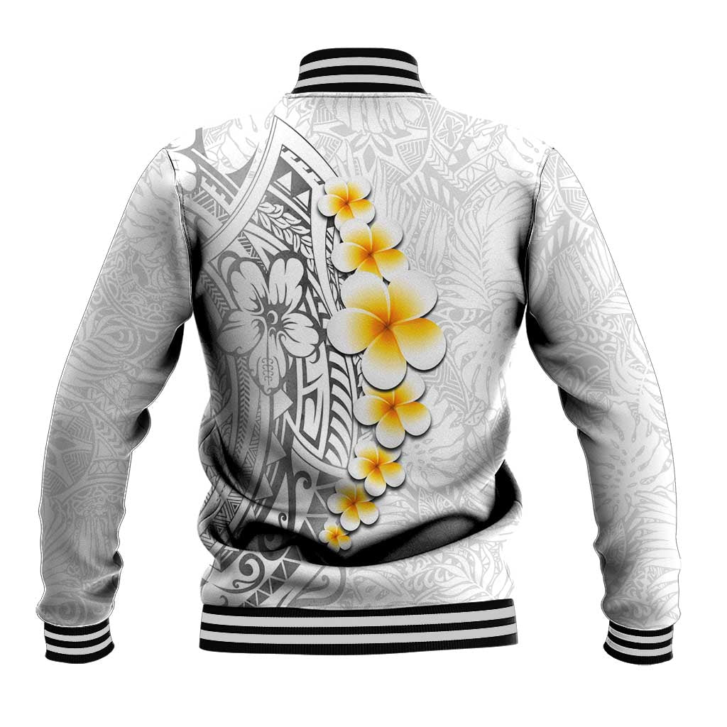 White Tropical Plumeria With Galaxy Polynesian Art Baseball Jacket LT14 - Polynesian Pride