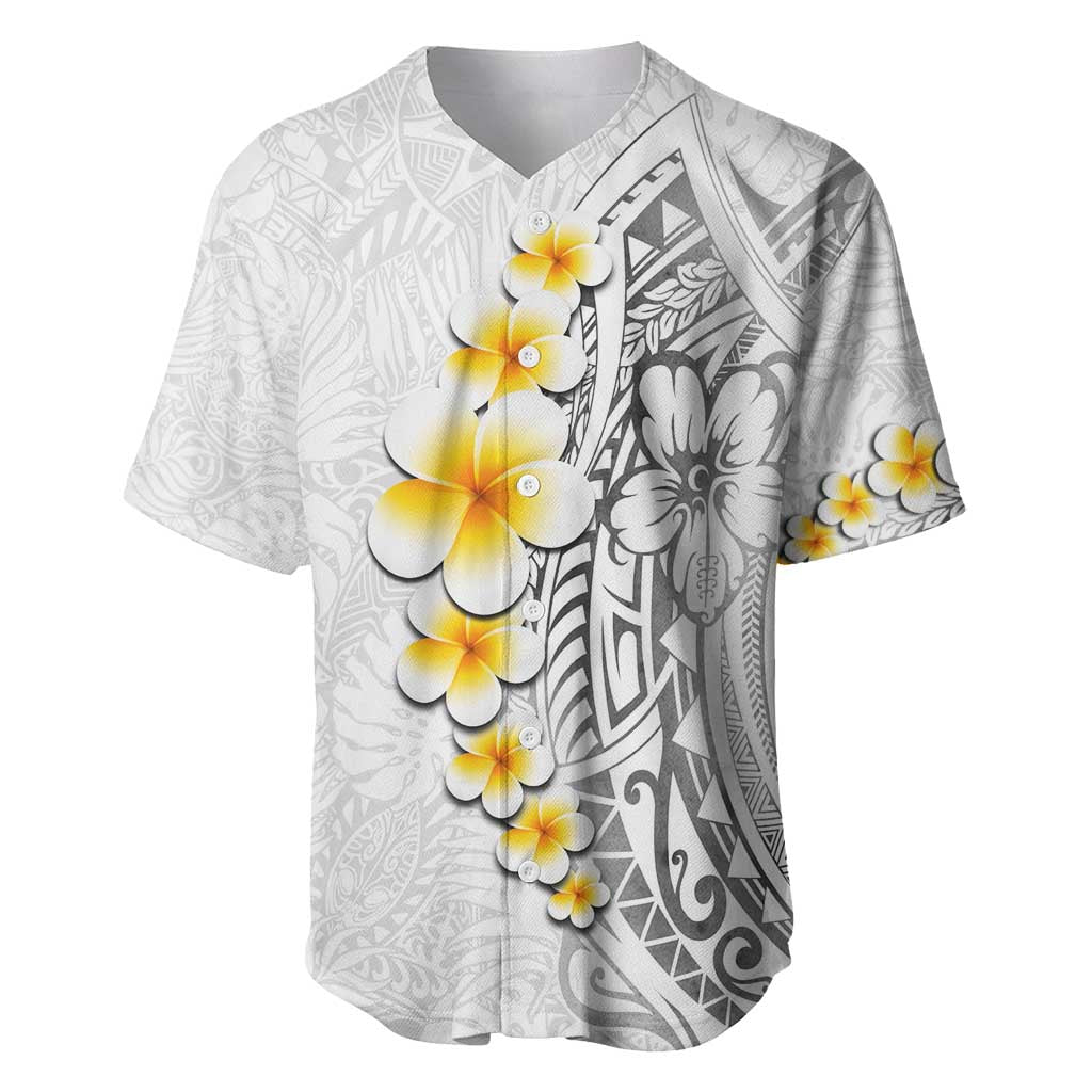 White Tropical Plumeria With Galaxy Polynesian Art Baseball Jersey LT14 White - Polynesian Pride
