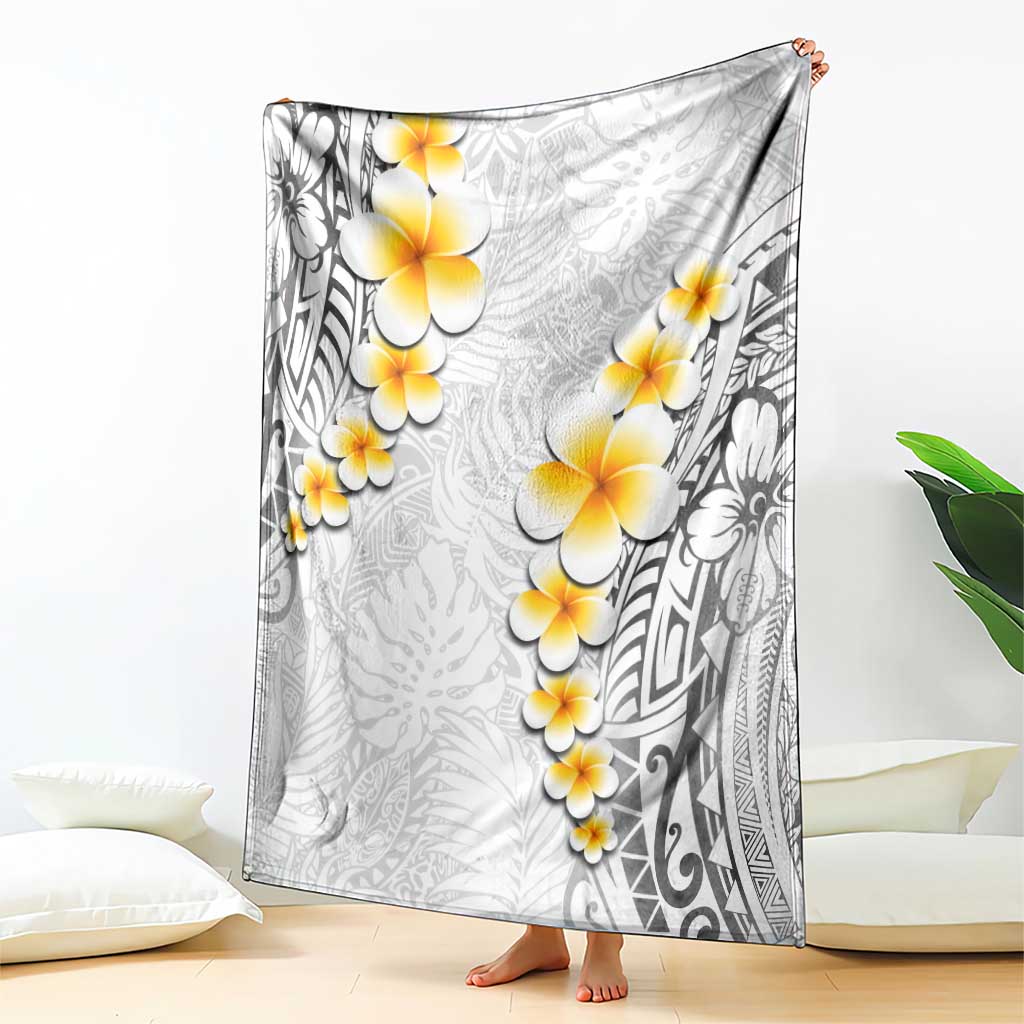 White Tropical Plumeria With Galaxy Polynesian Art Blanket LT14 - Polynesian Pride