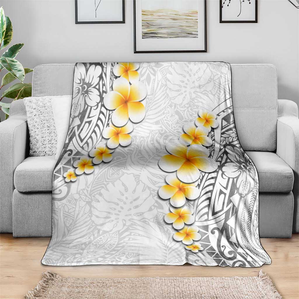 White Tropical Plumeria With Galaxy Polynesian Art Blanket LT14 - Polynesian Pride