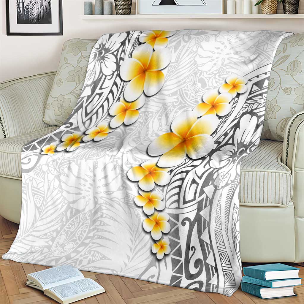 White Tropical Plumeria With Galaxy Polynesian Art Blanket LT14 - Polynesian Pride
