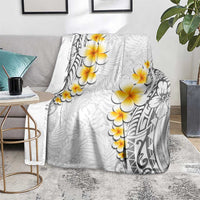 White Tropical Plumeria With Galaxy Polynesian Art Blanket LT14 - Polynesian Pride