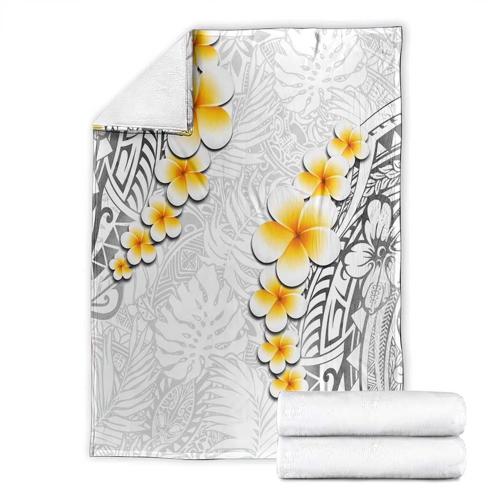 White Tropical Plumeria With Galaxy Polynesian Art Blanket LT14 - Polynesian Pride