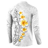 White Tropical Plumeria With Galaxy Polynesian Art Button Sweatshirt LT14 - Polynesian Pride