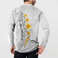 White Tropical Plumeria With Galaxy Polynesian Art Button Sweatshirt LT14 - Polynesian Pride