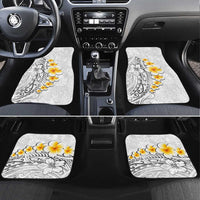 White Tropical Plumeria With Galaxy Polynesian Art Car Mats LT14 Set 4pcs White - Polynesian Pride