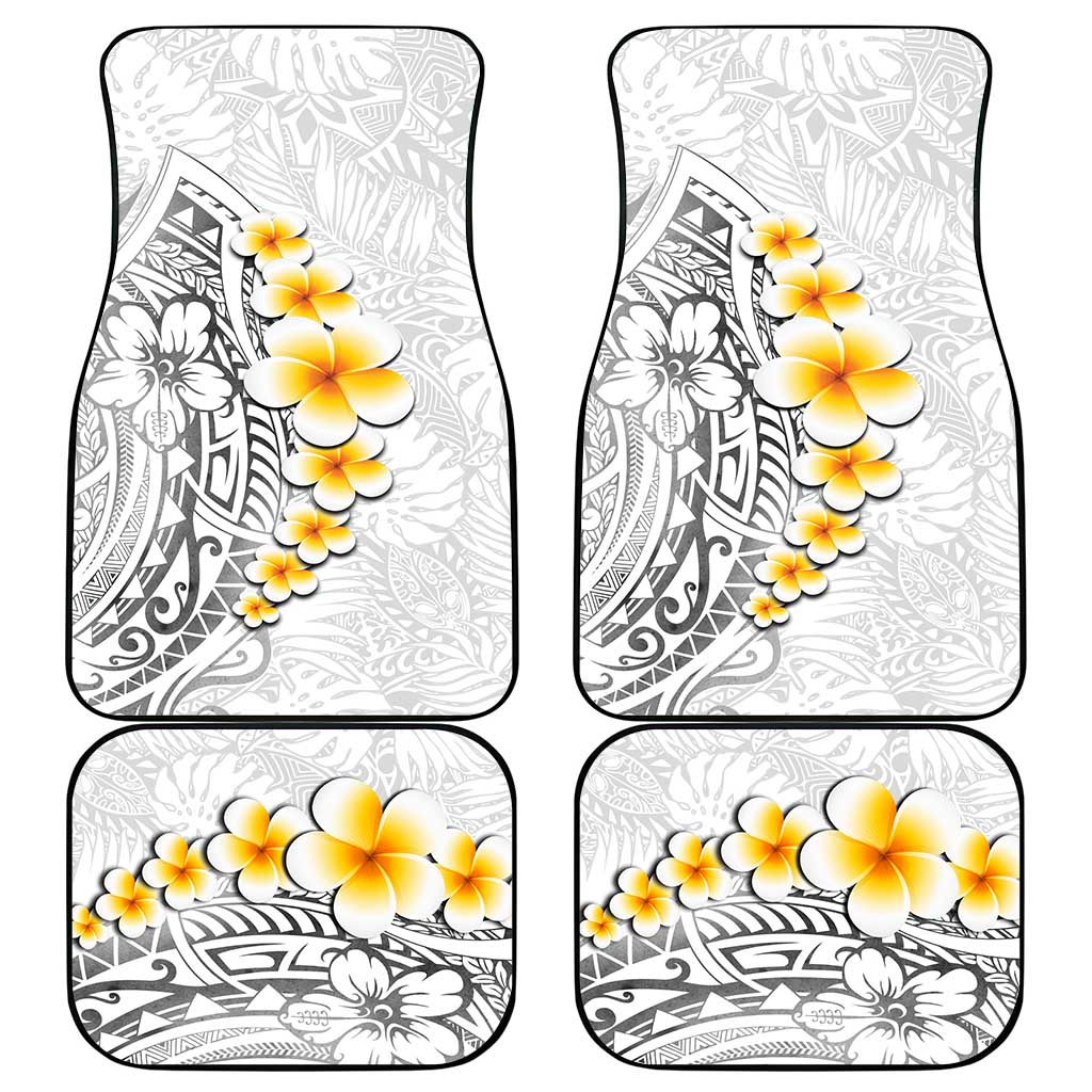 White Tropical Plumeria With Galaxy Polynesian Art Car Mats LT14 - Polynesian Pride