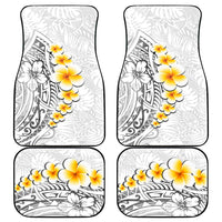 White Tropical Plumeria With Galaxy Polynesian Art Car Mats LT14 - Polynesian Pride