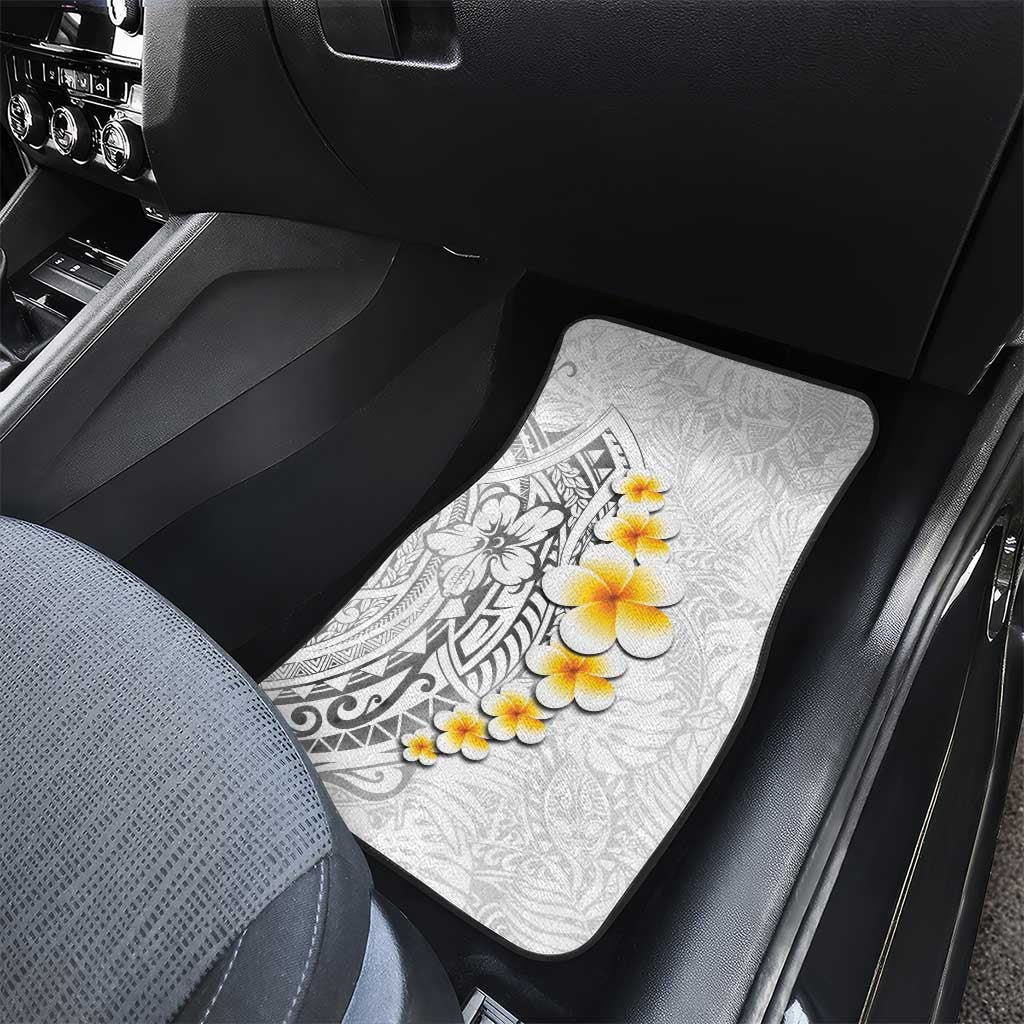 White Tropical Plumeria With Galaxy Polynesian Art Car Mats LT14 - Polynesian Pride