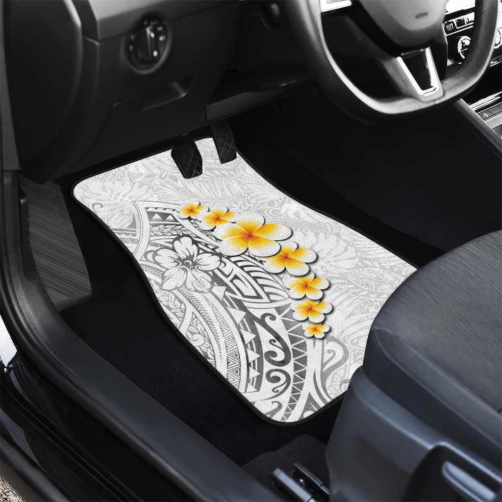 White Tropical Plumeria With Galaxy Polynesian Art Car Mats LT14 - Polynesian Pride